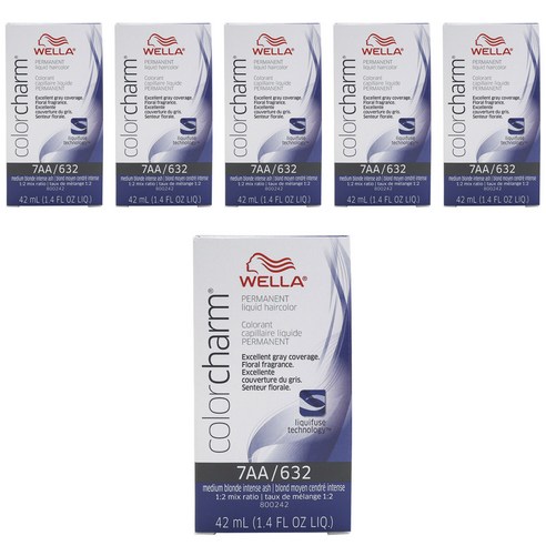 웰라 컬러참 퍼머넌트 리퀴드 헤어컬러 42ml, Medium Blonde Intense Ash, 6개