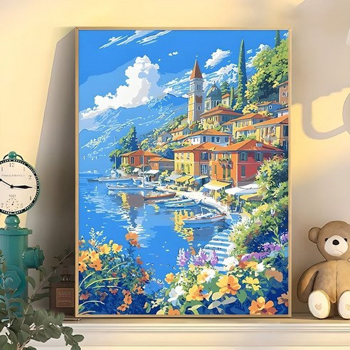 Luntim DIY 명화그리기 유화 그림 그리기 선물 아크릴화 30x40 1개, 힐링 해변 그림
