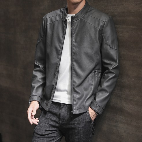 남성 차이나카라 지퍼 캐주얼 정장 레더 자켓 지마켓