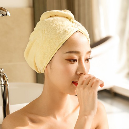 트리코 폴리에스터 산호 양털 헤어 드라이어 캡 극세사 빨리 드라이 고급형, 65*25, 베이지