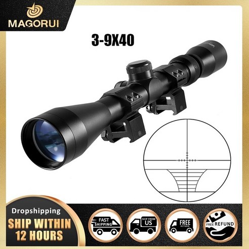 스코프 도트사이트 Magorui 3 9x40 사냥 범위 전술 거리 측정기 조명 광학 라이플 석궁 밀 도트 11mm20mm 광학 명소 29, 122-20mm, 1개