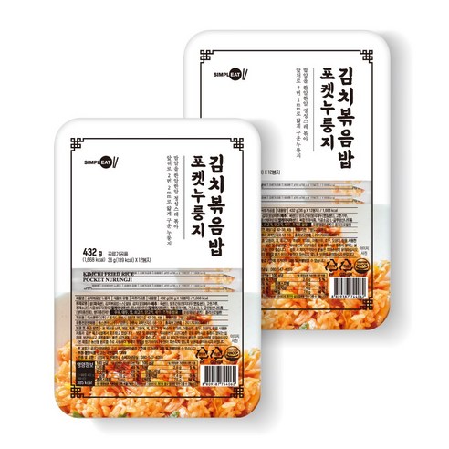 심플잇 김치볶음밥 포켓누룽지, 432g, 2개