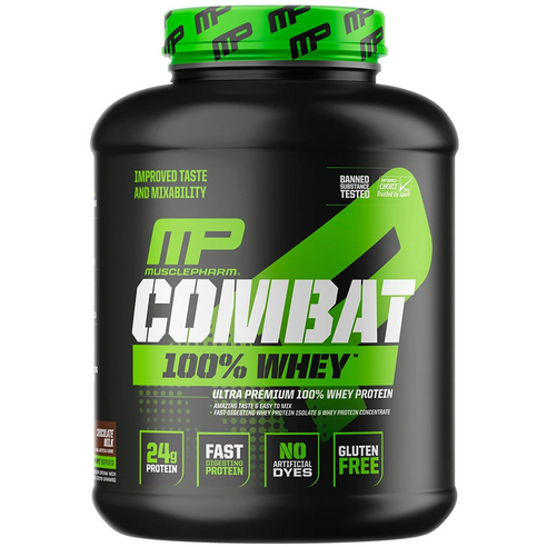 MusclePharm 머슬팜 컴뱃 100% 웨이 프로틴 파우더 초콜릿 밀크 2278g, 2.269kg, 1개