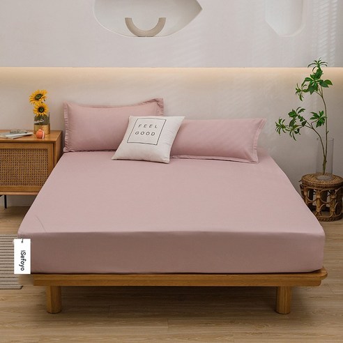 소프트매트리스커버밴딩형+베개커버 연핑크연그레이