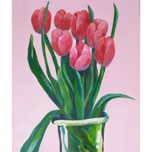 유화그리기 diy 보석십자수 40x50cm 세트 꽃 튤립 캔버스 시리즈 10종, 튤립 -3