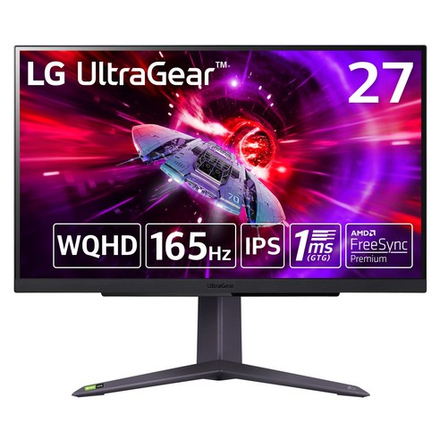 27GR75Q-B 27인치 LG UltraGear™ WQHD(2560×1440)게이밍 모니터안티글레어165HzIPS 1ms(GTG)FreeSync™ PremiumHDR10DisplayPortHDMI틸트 높이 조정 대응