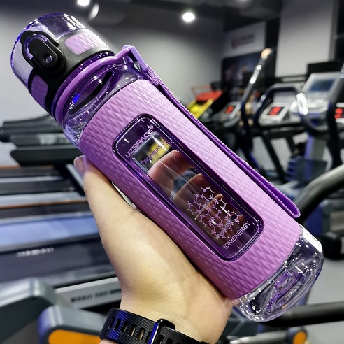 [XIG] UZSPACE 스포츠 물병 BPA 무료 휴대용 체육관 안티 가을 누출 방지 대용량 피트니스 주전자 트 리 탄 플라스틱 음료 병, 하나, 450-520mlPurple