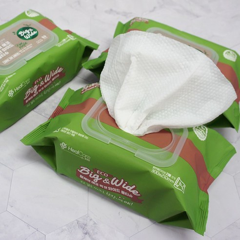 자연과 나를 위한 선택, 헬케어 생분해 에코 빅앤와이드 물티슈