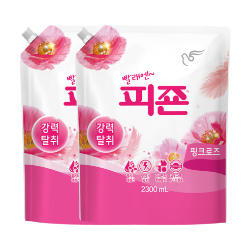 피죤 레귤러 핑크로즈 섬유유연제 리필, 2.3L, 2개