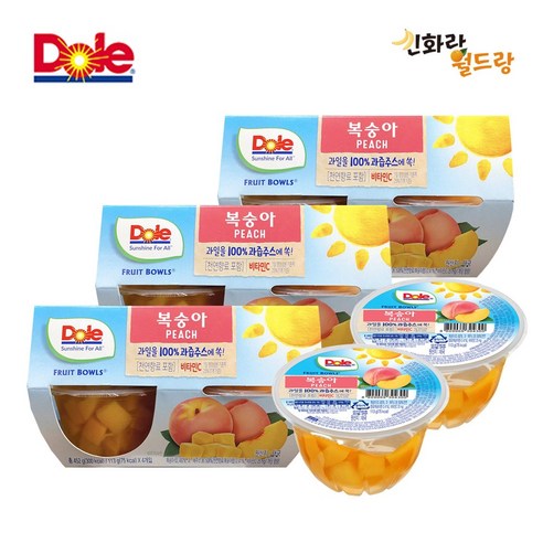 Dole 간편과일 후룻볼 디저트 복숭아 (113g*4입), 452g, 6개
