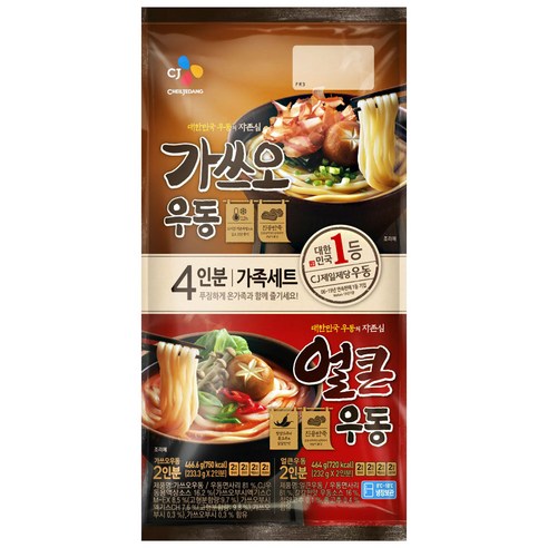 [메가마트]CJ 가쓰오 우동 + 얼큰 우동 기획(4인분) 930.6g, 930.6g, 1개