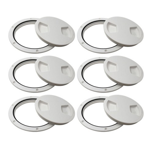 6pcs RV 보트 라운드 비 슬립 검사 해치 해양 갑판 접근 플라스틱 흰색 5 인치 12cm, {"수건소재":"플라스틱"}, 화이트