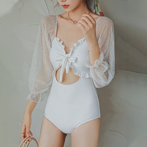 DFMEI 수영복 슬림 긴팔 수영복 온천 수영복