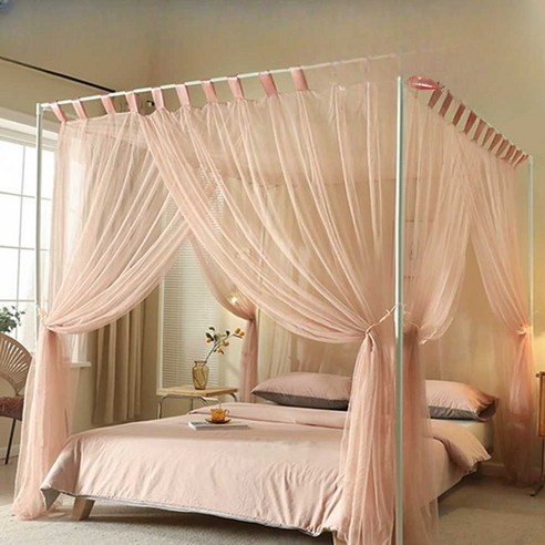 실버 그레이 실크 공주 스타일 침실 캐노피, 1.5×2.0m 캐노피대여