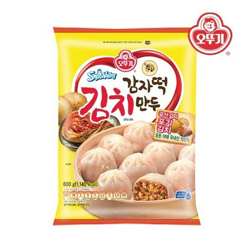 [오뚜기] 감자떡 김치만두 600g 2묶음x2개, 단품