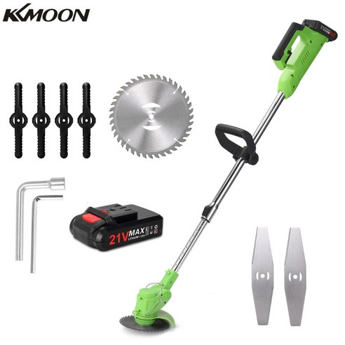KKmoon 무선 예초기 전동 충전식 제초기 잔디깍는기계 벌초 제초기 21V, 1개 배터리