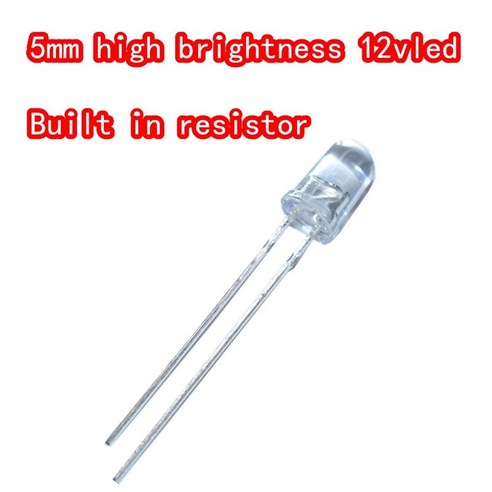 12V 발광 튜브 5mm 램프 비드 LED 다이오드 흰색 녹색 파란색 빨간색 노란색 7 색 빠른 느린 플래시 50, 02 빨간