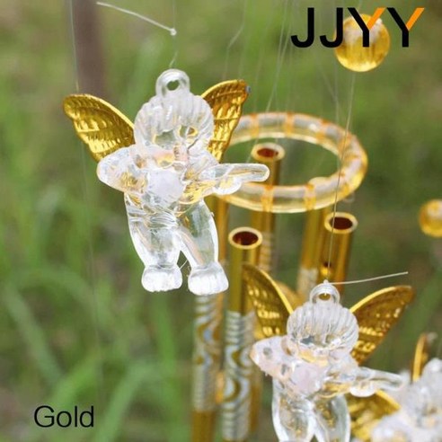 JJYY 천사 큐피드 크리에이티브 윈드 차임 펜던트 따뜻한 집 장식 펜던트 학생 선물, 01 Gold