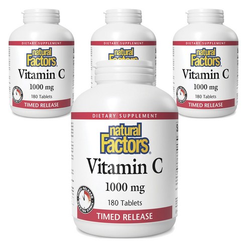 네추럴팩터스 비타민 C 1000mg 타임드 릴리즈 타블렛, 4개, 180정