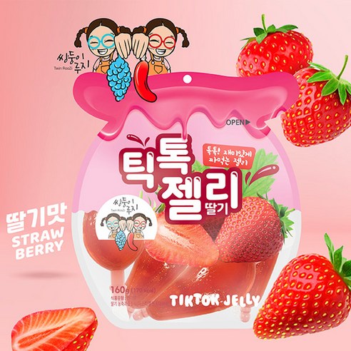 쌍둥이 루지 틱톡 젤리 딸기 (40g x 4개입) 160g, 1개