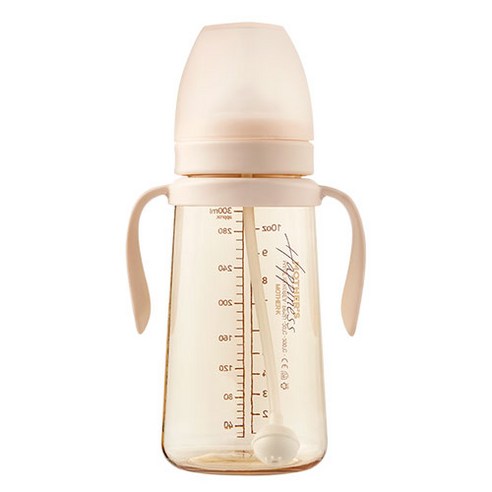 마더케이 베이직 PPSU 추 빨대컵 300ml, 크림, 1개