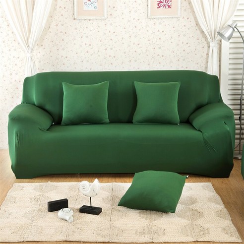 [XIG] Housmife 단색 소파 커버 거실 소파 커버 코너 소파 커버 Slipcover Chair Protector 1/2/3/4 인승, 1Pc 145-185Cm, 녹색