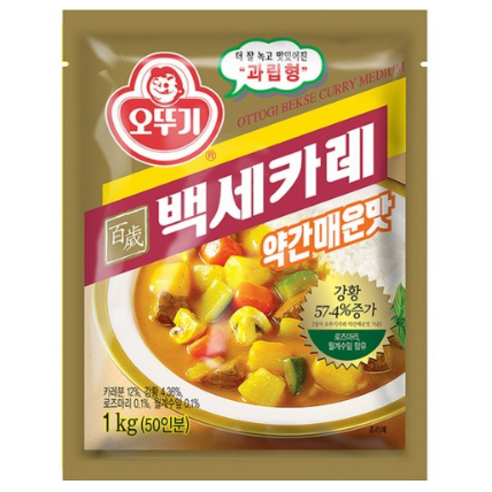 오뚜기 백세 카레 약간매운맛, 1kg, 1개