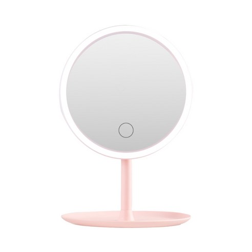 니이카 충전식 LED 스마트 조명 거울, 핑크