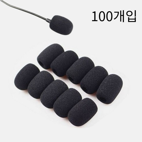 헤드셋 핀 마이크 스펀지 커버 블랙 30x22mm, 10개