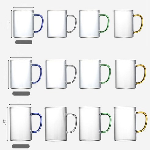 붕소 실리콘 유리컵 아침 우유 주스 머그컵 가정용 대용량 투명 물컵 색깔 똑바로 컵, 401-500ml, 300ml 그린컵