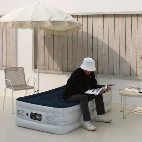 싱글 에어 침대 53cm높이 자충 매트리스 캠핑 베드