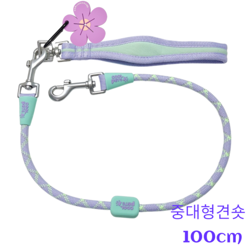 쿨펫츠 다같이가자 트윈리드줄 1.5m 다견산책줄, 납작퍼플+숏퍼플, 1세트