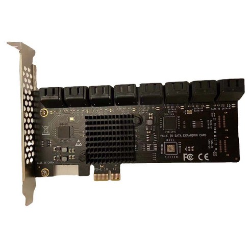 Xzante PCIE-SATA 확장 카드 16포트 SATA3.0 모든 PCIE 슬롯용 6GB 하드 드라이브 어댑터, 검은 색