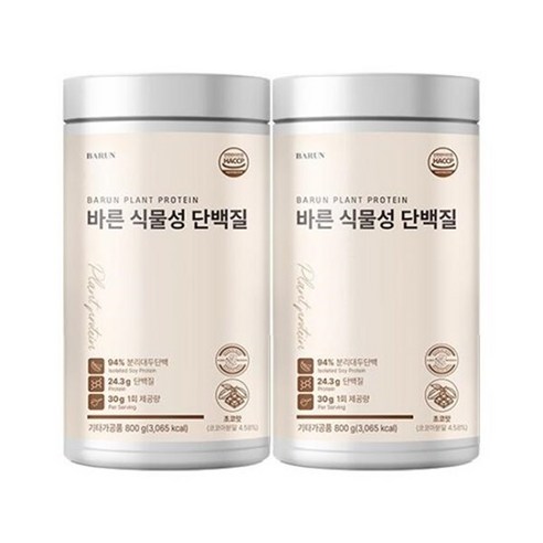 바른 식물성 단백질 보충제 프로틴 쉐이크, 800g, 2개