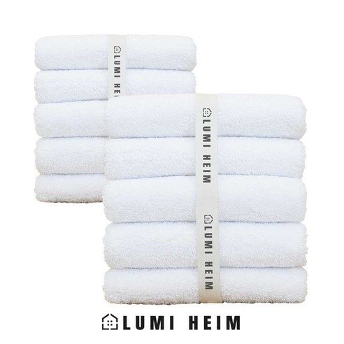 루미하임 호텔수건 프리미엄 고급수건 200g 40수 코마사, 퓨어화이트, 10개