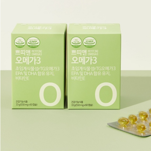 쁘띠앤 오메가3 (1개월/60캐슐) 식물성 임산부 DHA 100%, 60정, 3개