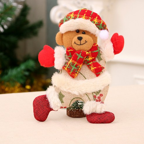 크리스마스 장식 눈사람 사슴 크리스마스 선물 작은 펜던트 봉제 인형 크리스마스 트리 펜던트 용품, 하나, 큰 곰
