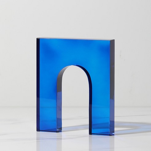자연 간단한 크리 에이 티브 블루 투명 크리스탈 기하학 장식품 샘플 룸 연구 빛 고급 데스크탑 소프트 장식, 조용한 블루 도어 모양의, 하나