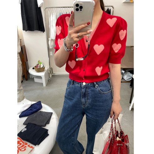 DIRUN KORELAN 레이디스 초이스 사랑 V 넥 니트 스웨터 여성 봄과 가봄 새로운 스웨터 가디건 재킷 가짜 투피스 긴팔 탑 2022 여성용 한국어 버전