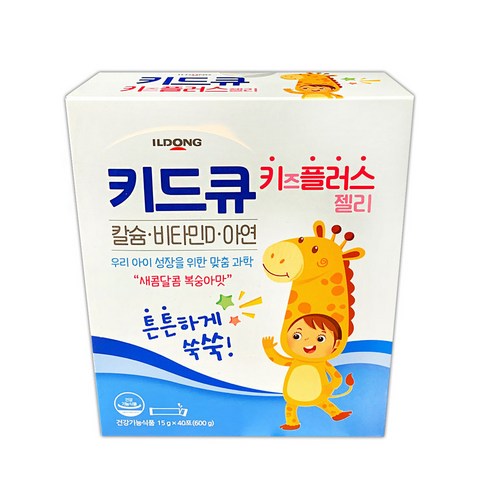 일동제약 키드큐 키즈플러스 젤리 40포 칼슘 비타민D 아연 어린이 영양제, 600g, 1개