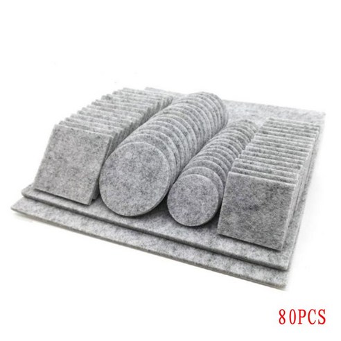 펠트 패드 80/130pcs 단단하고 고르지 않은 표면은 흠집을 방지합니다., 밝은 회색, 80pcs