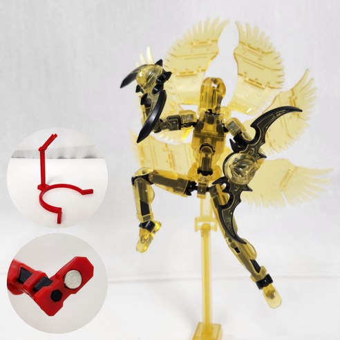 [착착붙는] 아느캐 DIY 3D 날개달린 관절피규어 액션피규어 조립블록, 투명옐로우, 1개