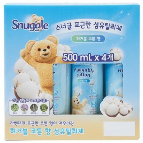 스너글 포근한 섬유 탈취제, 500ml, 4개