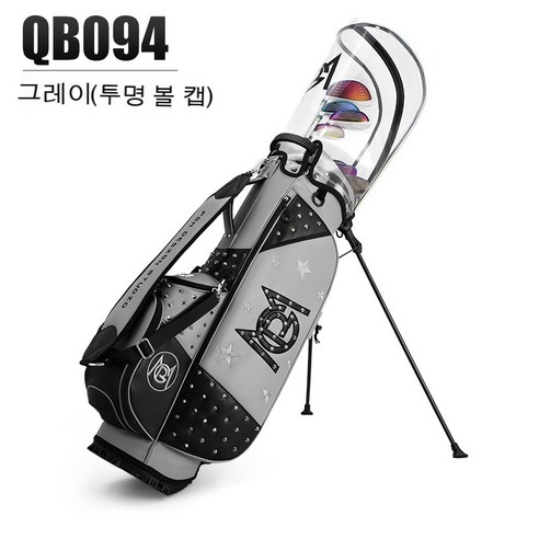 PGM 골프백 여성용 스탠드백 세로형 방수 캐디백QB094, QB094-(투명 볼 캡 포함) 회색