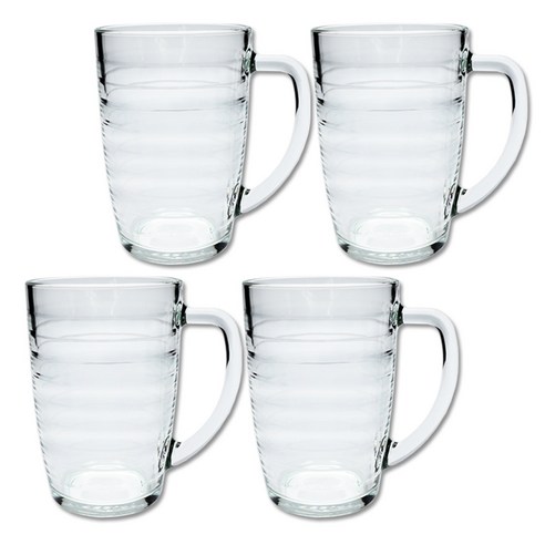 글라스락 국산 내열 강화유리 스트라이프 머그컵 460ml, 투명, 4개 
컵/텀블러/와인용품