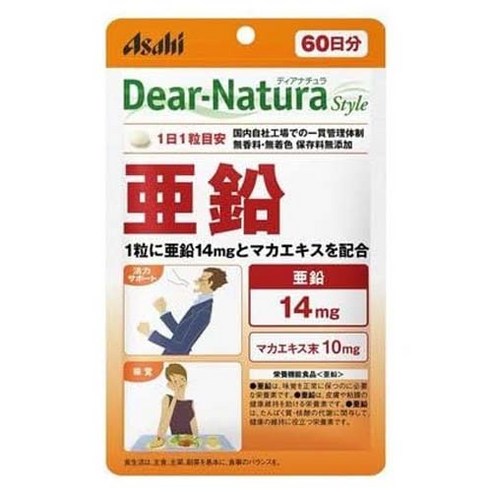 Asahi 디어 내츄라 아연 14mg 타블렛, 1개, 60정