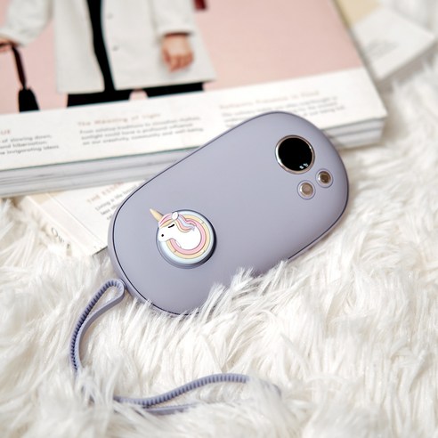 미니 손난로 보조배터리 양용 휴대용 양면 발열 미니 손난로 핫팩 충전 USB 충전식 급속 가열 디지털 온도 표시 주머니 손난로 5000mAh 3종택1, 퍼플