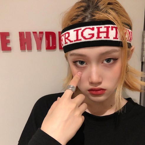 DFMEI 스포츠헤어밴드여와이드니트니트헤어커버심플퓨어세면헤어밴드, DFMEI 흑문자