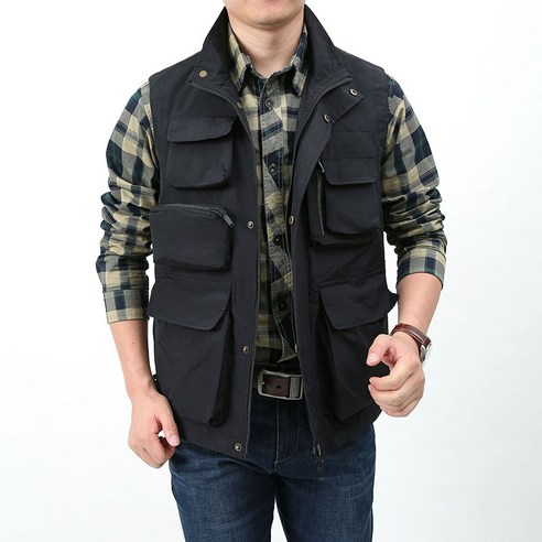 남성 아웃도어 조끼 낚시 등산 작업 메쉬 포켓 빅사이즈 베스트 Men''s Vest