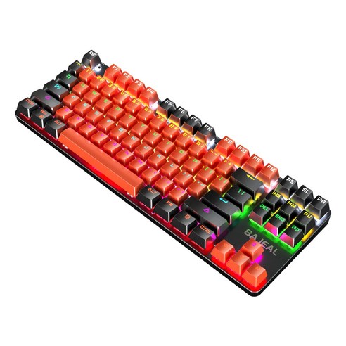 Monland BAJEAL RGB 백라이트 효과가있는 기계식 게임용 키보드 87 키 게이머에게 적합한 USB 유선 키보드 주황색 + 검정색 D, 오렌지와 블랙, ABS